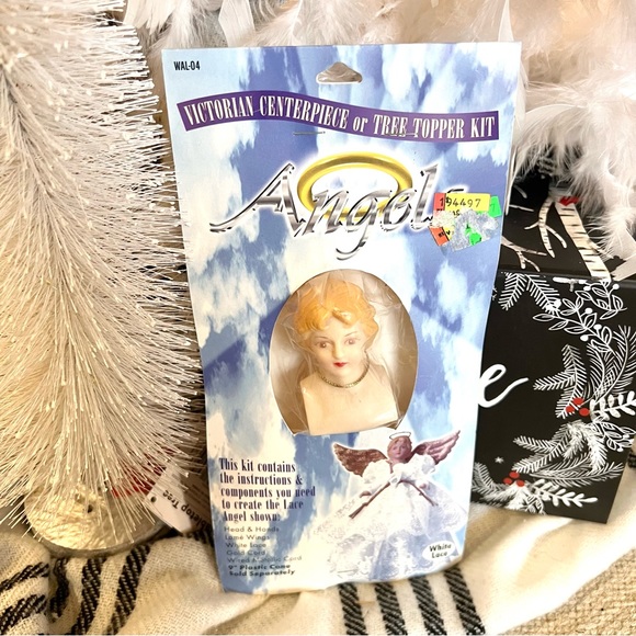 Vintage Angel Victorian Centerpiece Tree Topper Kit Eyes Shut White Lace Craft - Picture 2 of 6